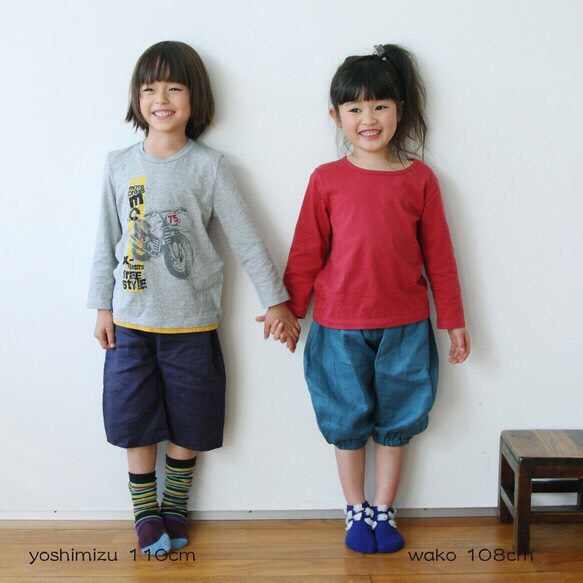 麻のパンツ　ちょうちんタイプ　ターコイズ