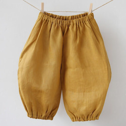 麻のパンツ　ちょうちんタイプ　マスタード 2枚目の画像