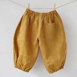 麻のパンツ　ちょうちんタイプ　マスタード 3枚目の画像
