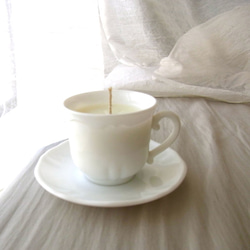香りがえらべる☆　アロマソイキャンドル　ミルクグラスのティーカップ　セミオーダー 3枚目の画像
