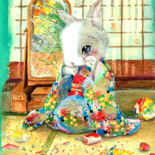 べそかいて 送料無料！ 絵を飾る暮らし イラスト おおかみのしっぽ