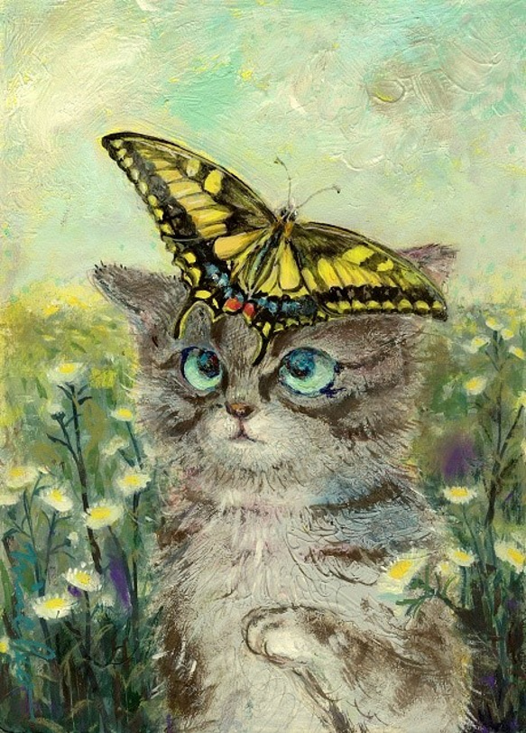【絵画】ネイチャーアート「山ゆりを訪れるカラスアゲハチョウ」原画 赤い花粉に塗れた、ヤマユリの蜜を吸う『ミヤマカラスアゲハ