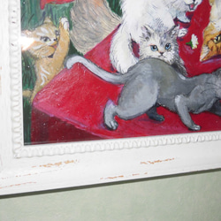 Ａ１サイズ額装原画販売「うれしい日」猫とうさぎとおおかみと… 5枚目の画像