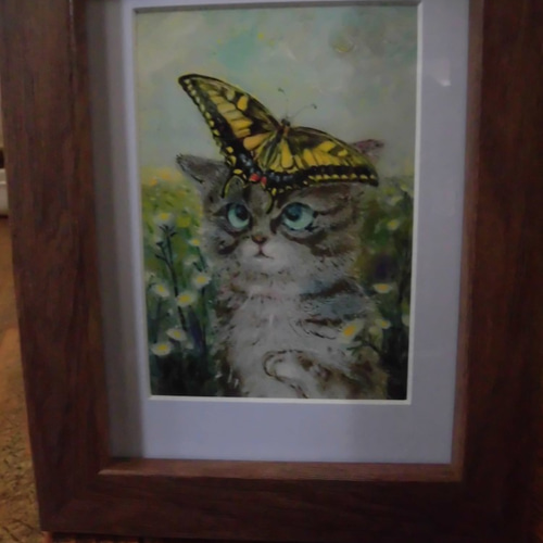ふぅ神様のご飯２「絵画２L判サイズ」 額装絵画【2Lサイズ】猫と私に流れる時間 ※他サイズ、フレーム色