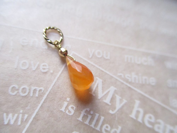 K18天然石ブリオレットカットネックレストップ カーネリアン