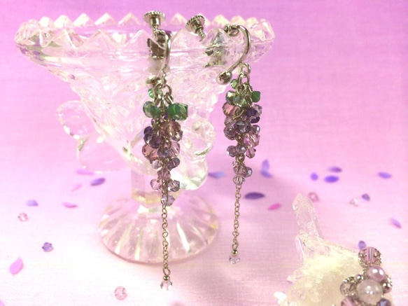 【sold out】『wisteria rain』イヤーカフ＆イヤリング 2枚目の画像