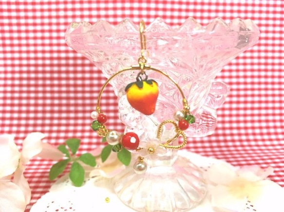 『イチゴハート』苺が大好きなお姫様のピアス 2枚目の画像