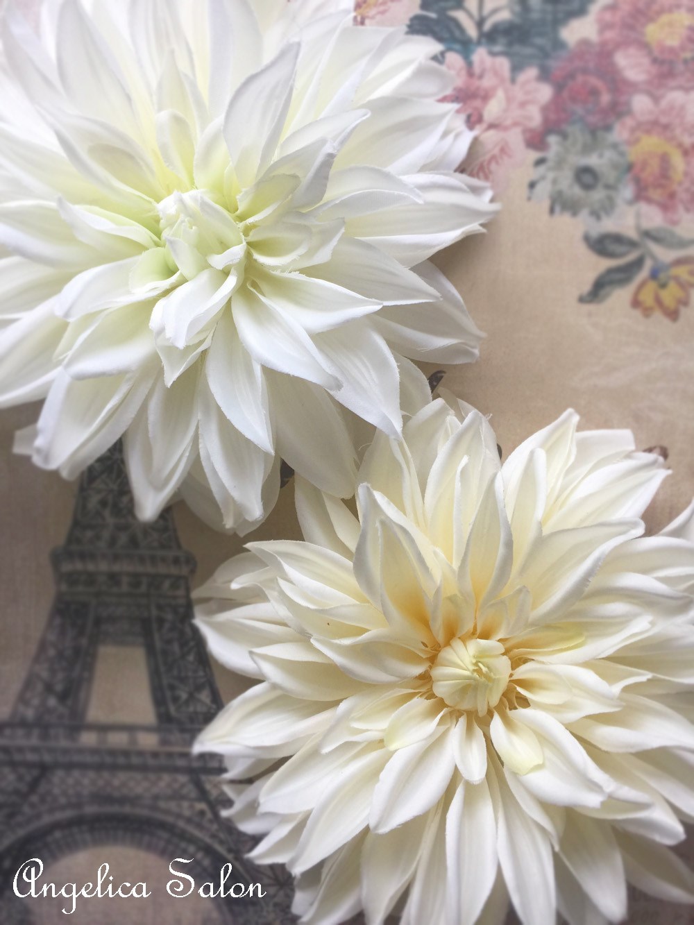 和装　結婚式　卒業式にも！新色のシャンパンカラー(オフホワイト）/アーティフィシャルフラワー ホワイトダリア 花髪飾り