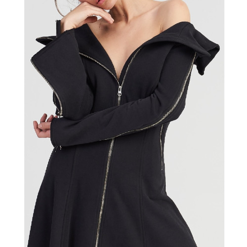 2way マルチジッパー ポケット付き ロングコート 黒【Aakasha