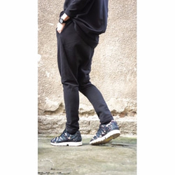 Drop Crotch Loose Saruel Pants Black [Aakasha Akasha] [可定制尺寸] 第3張的照片