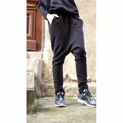 Drop Crotch Loose Saruel Pants Black [Aakasha Akasha] [可定制尺寸] 第5張的照片