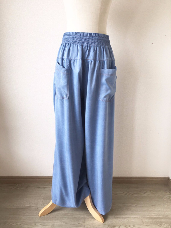 寬鬆寬褲藍【Aakasha】【可定制尺碼】 第2張的照片