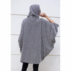 Oversized Hooded Mid Sleeve Knit Hoodie Outer Grey Aakasha / Siz 第3張的照片