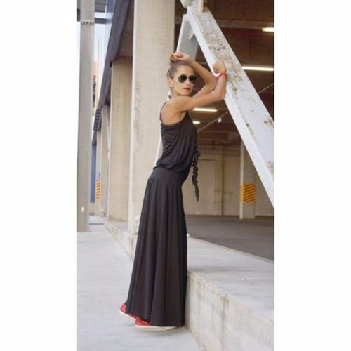 ビスコース素材 マキシ丈 ロングスカート ボトムス 4色展開