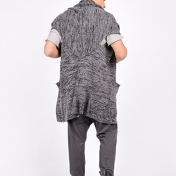 男式大碼無袖針織背心灰色 [Aakasha/尺寸定制可用] 第3張的照片