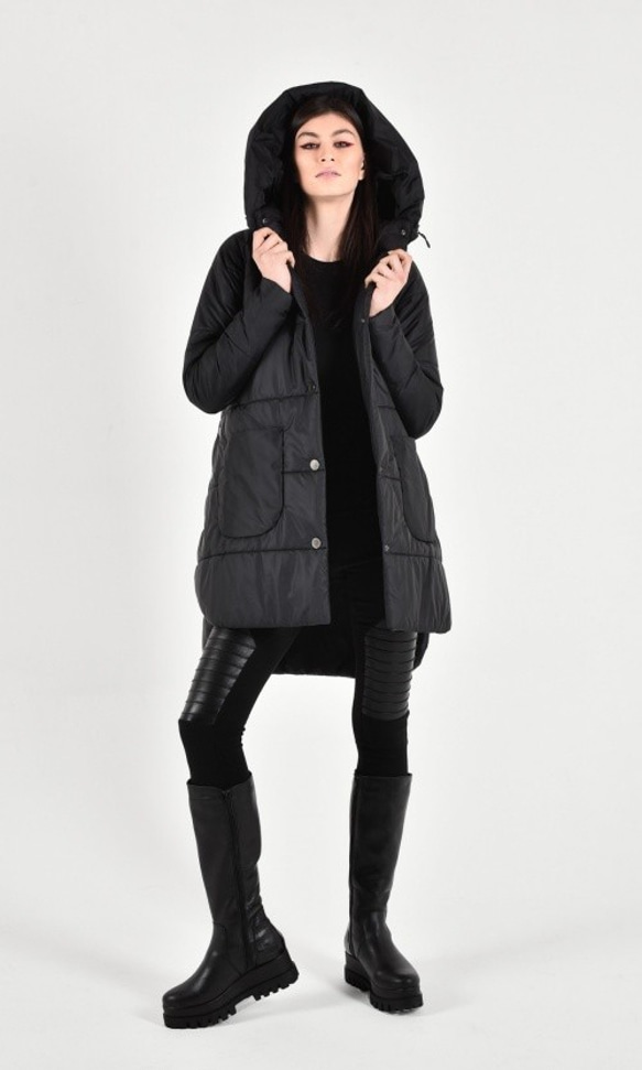 Button-down Jacket Coat Outerwear 黑色 [Aakasha] [可定制尺碼] 第1張的照片