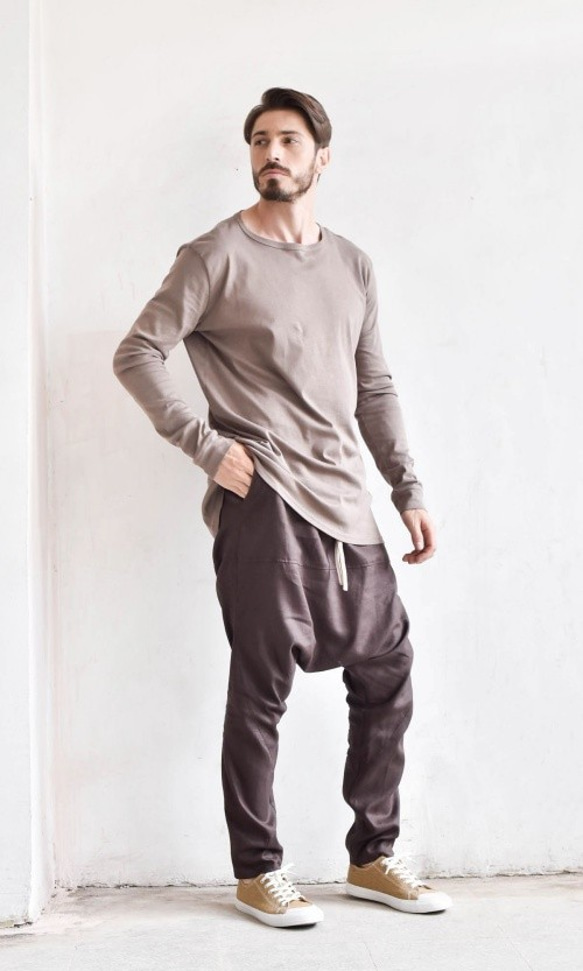 男式亞麻寬鬆哈林褲有 7 種顏色可供選擇 [Aakasha] [定制尺寸定制] 第5張的照片