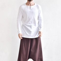 男式亞麻寬鬆哈林寬褲 7 種顏色可供選擇 [Aakasha] [可定制尺寸] 第1張的照片