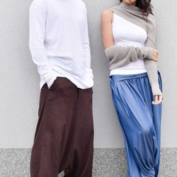 男式亞麻寬鬆哈林寬褲 7 種顏色可供選擇 [Aakasha] [可定制尺寸] 第2張的照片