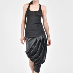 仿皮單腿裙底黑色【Aakasha Akasha】【可定制尺寸可定做】 第1張的照片