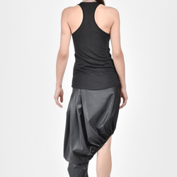 仿皮單腿裙底黑色【Aakasha Akasha】【可定制尺寸可定做】 第2張的照片