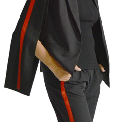 經典直筒褲配紅線黑色【Aakasha】【可定制尺碼】 第2張的照片