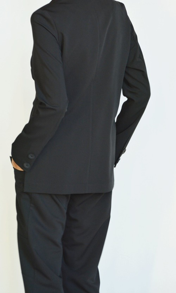 直筒夾克，配以西裝外套黑色[Aakasha Akasha /可定制尺寸定制] 第4張的照片