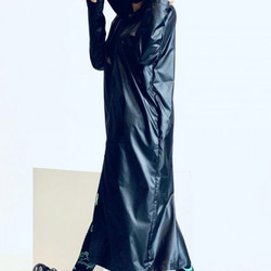 連帽現代拉鍊雨衣黑色 [Aakasha] [尺寸可定制] 第4張的照片