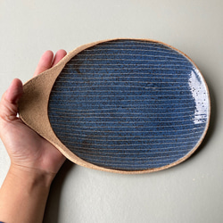 藍×土　手つき皿　 3枚目の画像