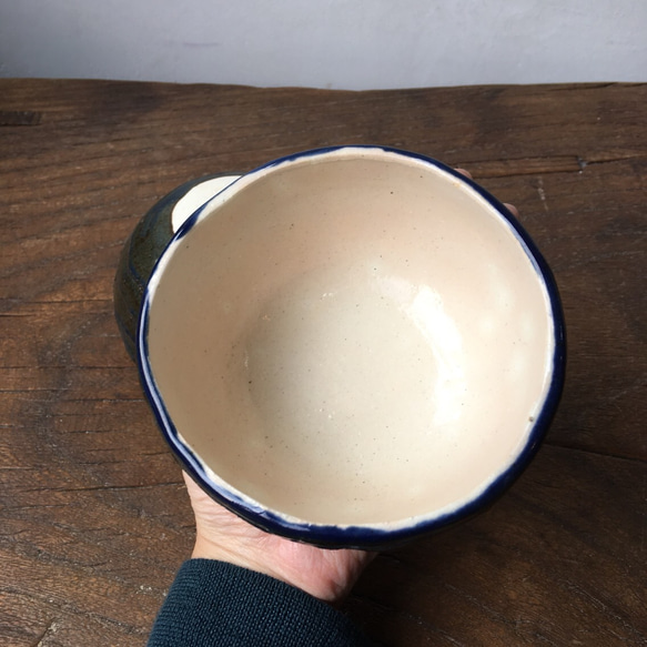 スープカップ、お鍋のとり鉢にも。藍深緑色鉢 5枚目の画像