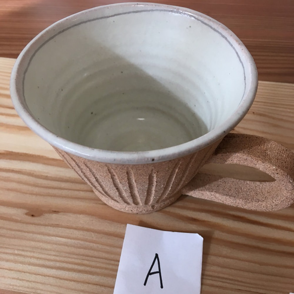 Aのみ販売中 粉引きしのぎコーヒーカップ 3枚目の画像