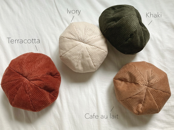 Corduroy beret / khaki  50～52cm 5枚目の画像