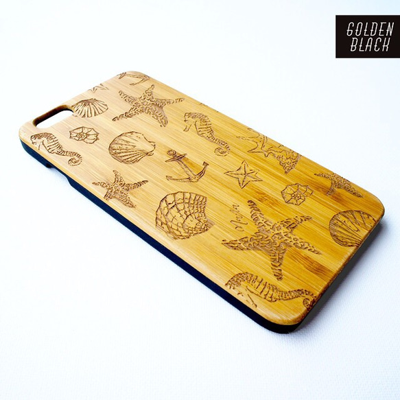 名入れOK！ナチュラルウッド iPhoneケース-Undersea wood case 4枚目の画像