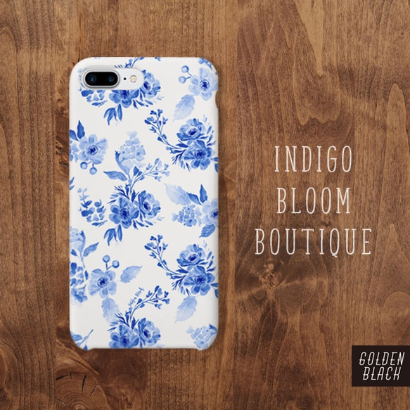 陶器のような美しさ☆インディゴブルーの花柄ケース-Indigo Bloom 2枚目の画像