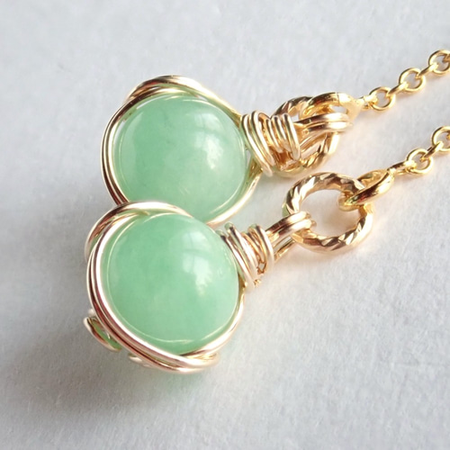 新作//k14gf*天然石エメラルドのワイヤーラッピングチェーン