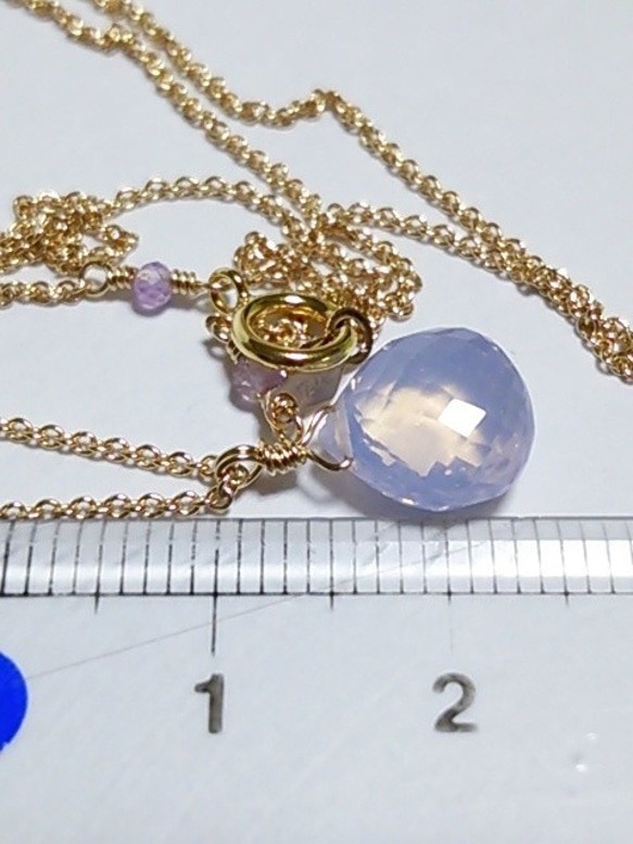 K14GF*宝石質スコロライトの一粒ネックレス 4枚目の画像