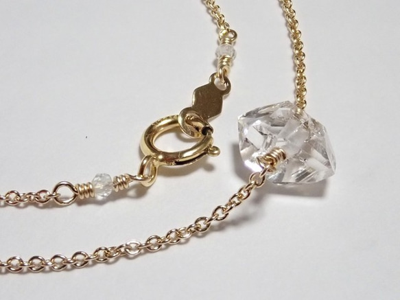 K14GF*NY産宝石質ハーキマーダイヤモンドのネックレス 1枚目の画像