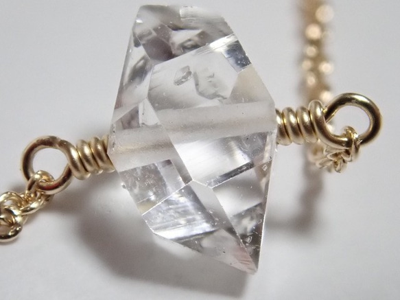 K14GF*NY産宝石質ハーキマーダイヤモンドのネックレス 2枚目の画像