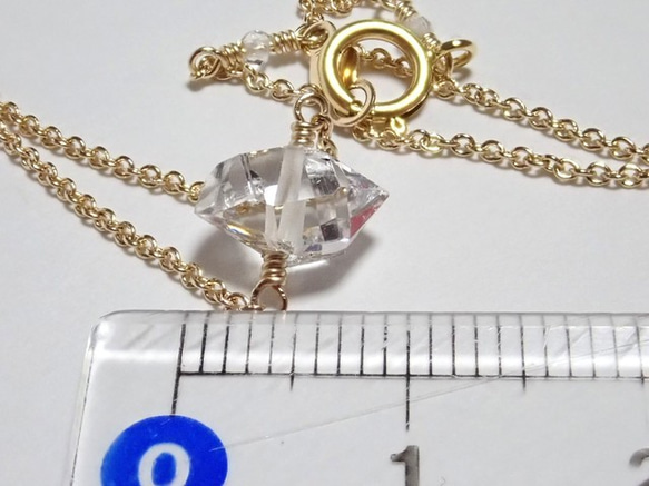 K14GF*NY産宝石質ハーキマーダイヤモンドのネックレス 4枚目の画像