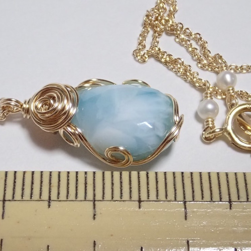 K14GF*ラリマーのワイヤーラッピングネックレス ネックレス