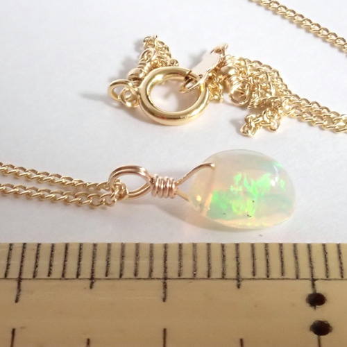 エチオピアオパール❣️ロンデルペンダント付きネックレス 天然石 