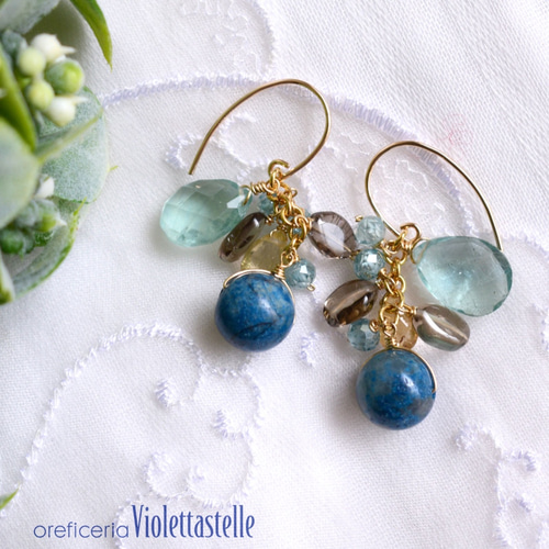 ❇️希少クリソコラインアゲートの１４kgfピアス 14kgfピアス】クリソコラインアゲート ピアス（フック・チェーン