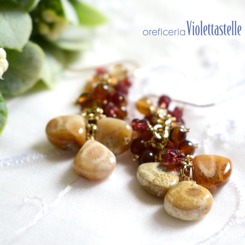 14kgf 秋カラーなフォッシルコーラル ピアス 14kgf 秋カラーなフォッシルコーラル ピアス - ピアス一 番 安い