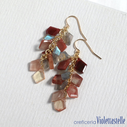 りあ◆アンデシンラブラドライトピアス✧14kgf 14kgf アンデシンのピアスwithラブラドライトVr.05 ピアス（フック