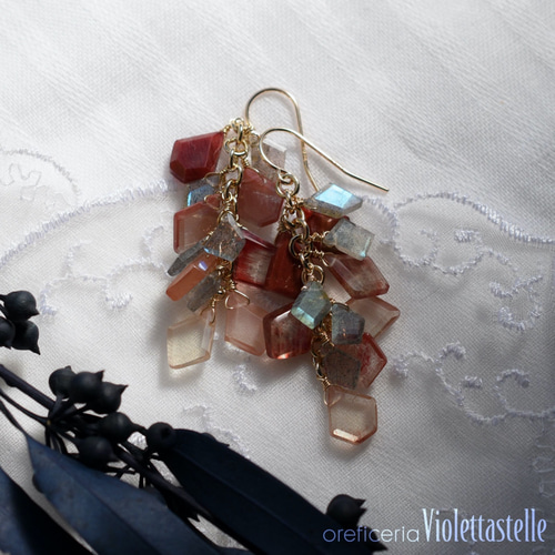 14kgf アンデシンのピアスwithラブラドライトVr.05 ピアス（フック