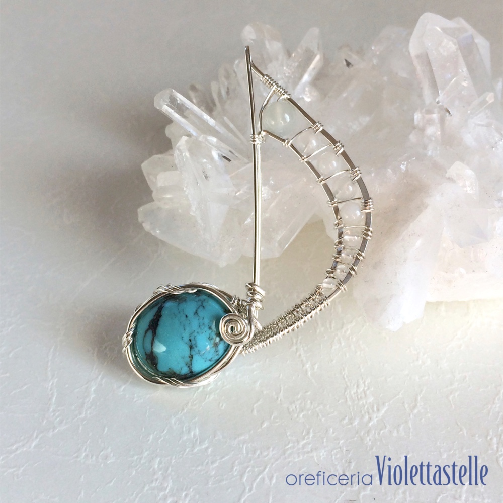 音符のペンダントヘッド（シルバー、ターコイズ）