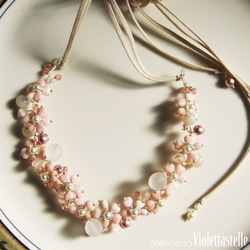 【お値下げ】ピンクの小花のネックレス 4枚目の画像