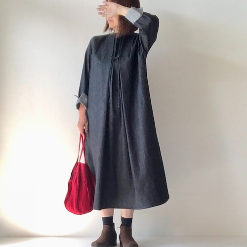 花柄オーバーサイズコットンリネンカフタンマタニティロングワンピース  