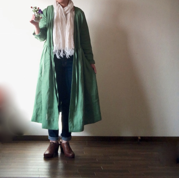 フレンチリネン 3wayカシュクールワンピース 再販 春コートop 爽グラス  