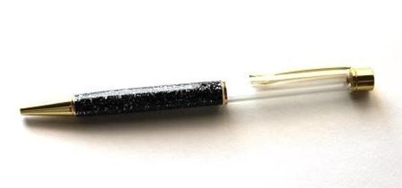 ハーバリウムが作れる♪ボールペン【石目調ブラック】ゴールド 1枚目の画像